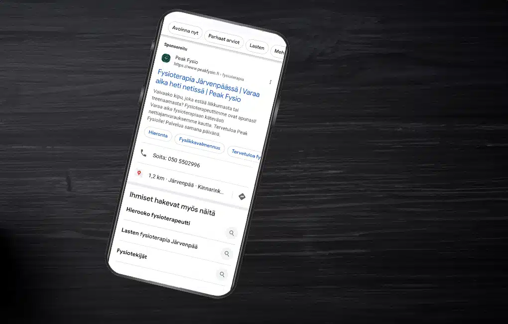 peakfysio refenssi hakusanamainonta